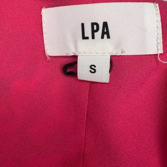 LPA Araceli Floral Puff Sleeve Wrap Mini Dress In Pink Size SMALL. B40 - Picture 11 of 14